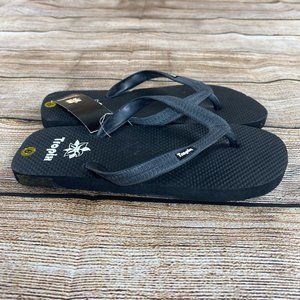 Tropix Flip Flop Sandals Women Size 6 Open Toe Thong Sandals - Black - NEW